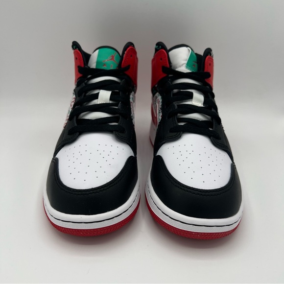 NWB Air Jordan 1 Mid GS SE Ugly Christmas Sweater/ Holiday 2021 Sneakers - Picture 4 of 9